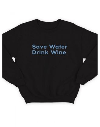 Свитшот женский модный с принтом / Толстовка для женщин с надписью Drink wine