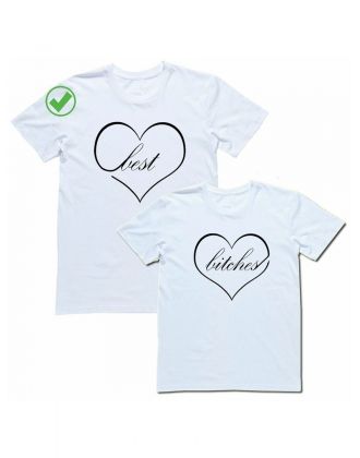 Парные футболки для друзей/для двоих с принтом Best bitches