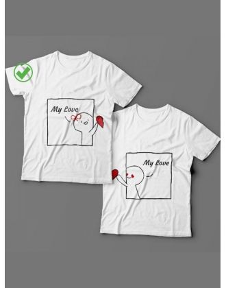 Футболки для двоих со смешными надписями с принтом My love/Парные для влюбленных