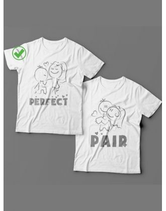 Красивые парные футболки с надписями/для влюбленных с принтом Perfect pair