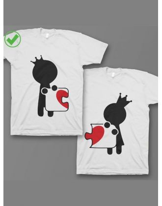 Парные футболки для мужа и жены, для парня и девушки/для двоих с принтом Сердце-пазл