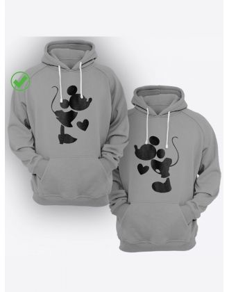 Парные толстовки для двоих с надписью/худи для влюбленных с принтом Микки & Минни