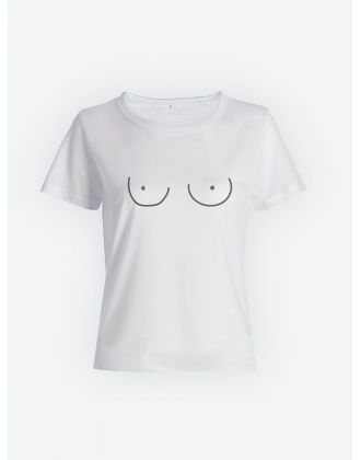 Модная женская футболка с принтом «Doodle boobs».