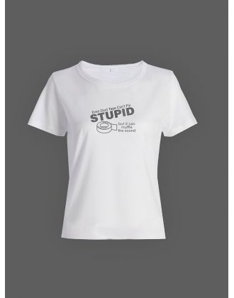 Модная женская футболка с принтом «Stupid».