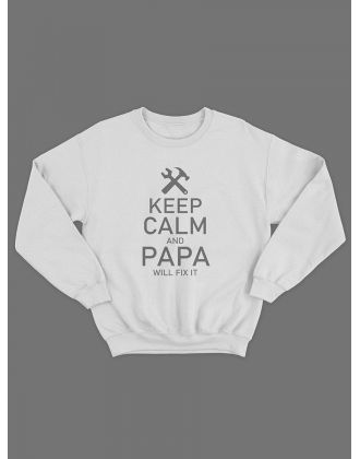 Мужской свитшот с оригинальным принтом / толстовка мужская без капюшона с надписью Keep calm