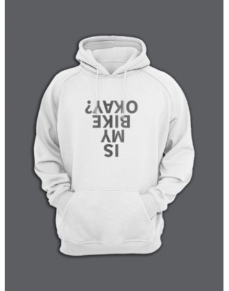 Худи с прикольным принтом Is my bike okey? / Толстовка с капюшоном с карманом, без молнии