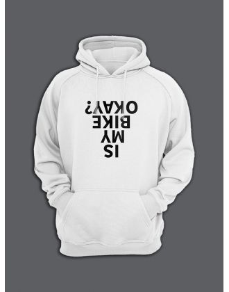 Худи с прикольным принтом Is my bike okey? / Толстовка с капюшоном с карманом, без молнии