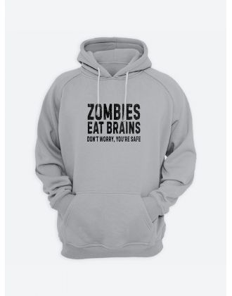 Стильное мужское худи с крутым принтом / Толстовка с капюшоном со смешной надписью  Zombies