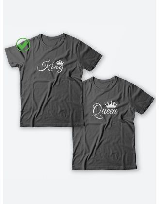 Футболки для двоих со смешными надписями с принтом King&Queen/Парные для влюбленных