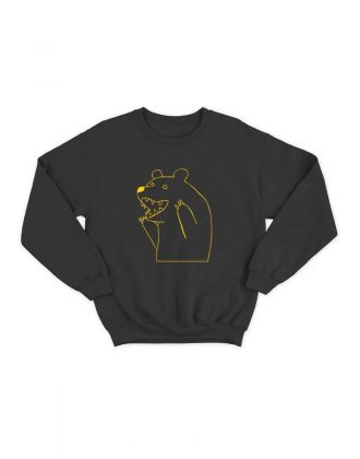 Мужской свитшот с оригинальным принтом Медведь/толстовка с надписью без капюшона