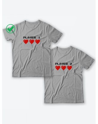 Футболки для двоих со смешными надписями Player1 & Player2/Парные для влюбленных