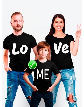 Футболки Фэмили Лук для мамы, дочки, папы, сына с принтом LO VE me | Family Look для всей семьи