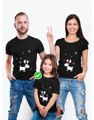 Футболки family look для всей семьи с принтом Олени | Прикольные одинаковые семейные футболки Футболки family look для всей семьи с принтом Олени | Прикольные одинаковые семейные футболки