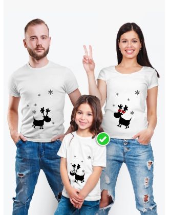 Футболки Family Look для всей семьи Олень и снежинки | Футболки Фэмили Лук Футболки Family Look для всей семьи Олень и снежинки | Футболки Фэмили Лук
