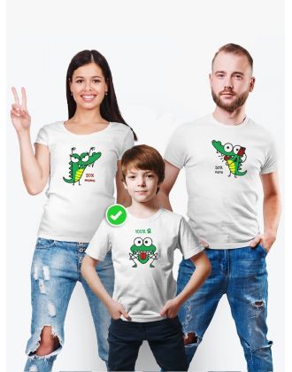 Футболки Фэмили Лук для мамы, папы, сына с принтом Крокодилы / Family look для всей семьи
