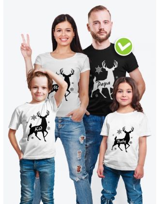 Футболка из комплекта Family Look Олени с надписью / Футболки Фэмили Лук в одном стиле
