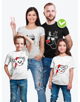 Футболка из комплекта Family Look Олени с принтом Смешные олени / Футболки Фэмили Лук в одном стиле