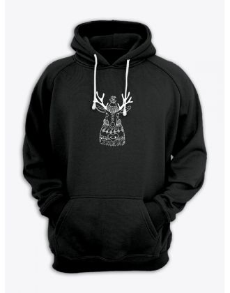 Прикольная толстовка с капюшоном с принтом Олень в шапке | Женское оригинальное и стильное худи