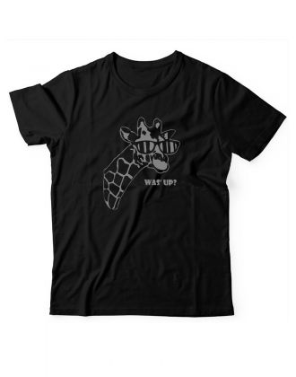 Прикольная футболка с принтом WAS UP - жираф | Мужская оригинальная и стильная футболка