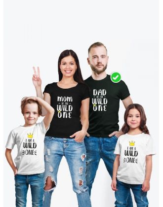 Футболки Family Look для всей семьи в одном стиле с принтом Of the wild one