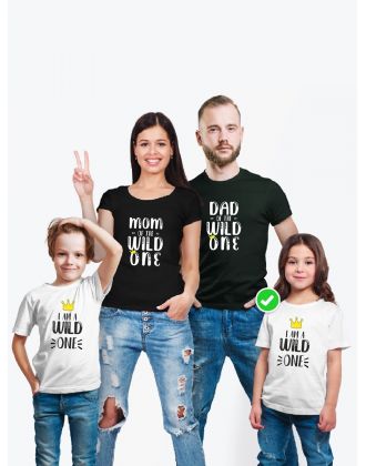 Футболки Family Look для всей семьи в одном стиле с принтом Of the wild one
