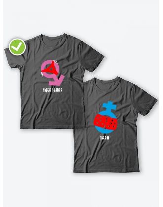 Парные футболки для двоих влюбленных с принтом Идеальная пара | Футболки для пары