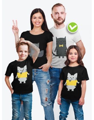 Футболки Family Look для всей семьи в одном стиле с принтом Kitties family