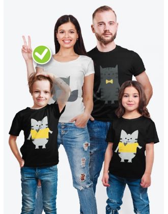 Футболки Family Look для всей семьи в одном стиле с принтом Kitties family