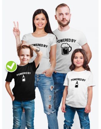 Футболки family look для всей семьи с принтом Powered by | Прикольные одинаковые семейные футболки Футболки family look для всей семьи с принтом Powered by | Прикольные одинаковые семейные футболки