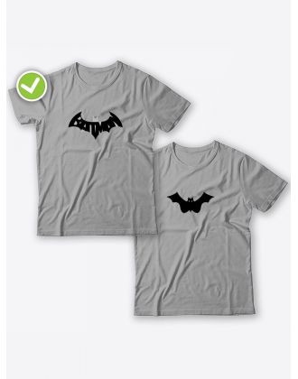 Смешные и оригинальные парные футболки для двоих влюблённых с принтом Batman & Batgirl