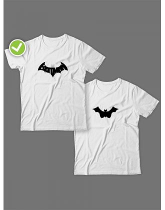 Смешные и оригинальные парные футболки для двоих влюблённых с принтом Batman & Batgirl