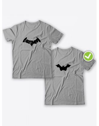 Смешные и оригинальные парные футболки для двоих влюблённых с принтом Batman & Batgirl