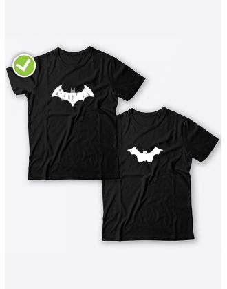 Смешные и оригинальные парные футболки для двоих влюблённых с принтом Batman & Batgirl