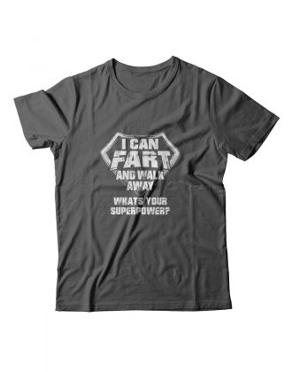 Прикольная футболка с принтом I can fart and walk away | Смешная и оригинальная футболка
