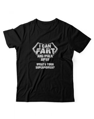 Прикольная футболка с принтом I can fart and walk away | Смешная и оригинальная футболка