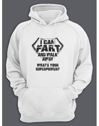 Прикольная толстовка с принтом I can fart and walk away | Смешная и оригинальная толстовка