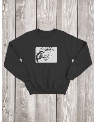 Свитшот мужской с принтом Дерево и сова | Модная и стильная толстовка без капюшона