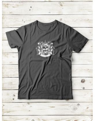 Футболка мужская с черепом базовая оверсайз с рисунком с надписью с принтом черепа