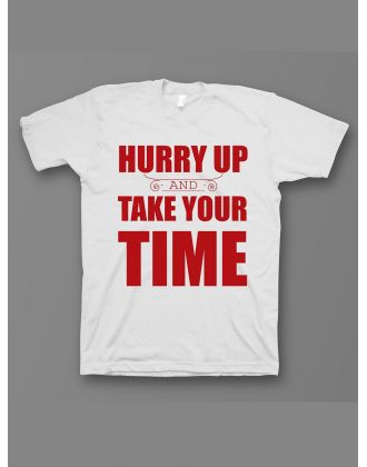 Sharp& Футболка белая оверсайз с прикольной надписью Hurry up