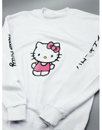Толстовки, свитшоты и худи Hello Kitty Sharp&Shop Свитшот Hello Kitty белый оверсайз толстовка Куроми