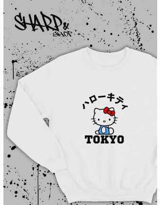 Толстовки, свитшоты и худи Hello Kitty Sharp&Shop Свитшот Hello Kitty белый оверсайз толстовка Куроми