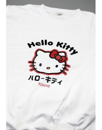 Толстовки, свитшоты и худи Hello Kitty Sharp&Shop Свитшот Hello Kitty белый оверсайз толстовка Куроми