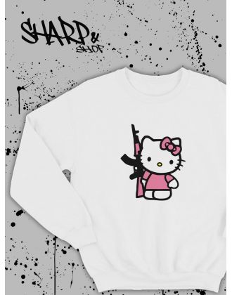 Толстовки, свитшоты и худи Hello Kitty Sharp&Shop Свитшот Hello Kitty белый оверсайз толстовка Куроми