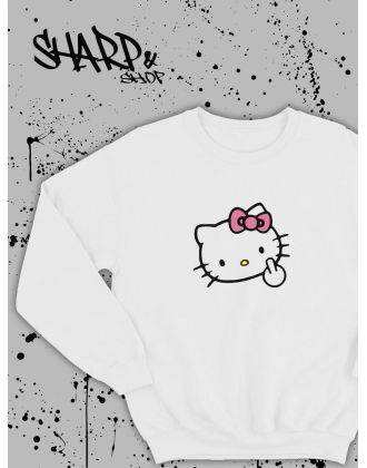 Толстовки, свитшоты и худи Hello Kitty Sharp&Shop Свитшот Hello Kitty белый оверсайз толстовка Куроми