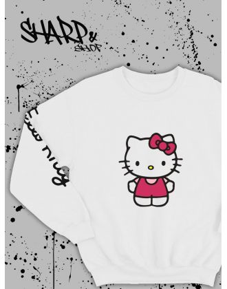 Толстовки, свитшоты и худи Hello Kitty Sharp&Shop Свитшот Hello Kitty белый оверсайз толстовка Куроми