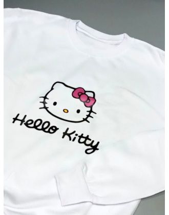 Толстовки, свитшоты и худи Hello Kitty Sharp&Shop Свитшот Hello Kitty белый оверсайз толстовка Куроми