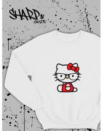 Толстовки, свитшоты и худи Hello Kitty Sharp&Shop Свитшот Hello Kitty белый оверсайз толстовка Куроми