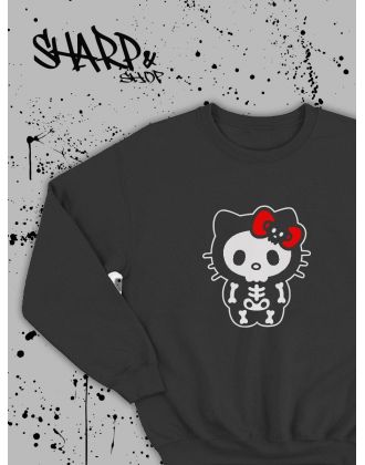 Толстовки, свитшоты и худи Hello Kitty Sharp&Shop Свитшот Hello Kitty черный оверсайз толстовка Куроми