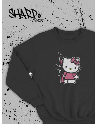 Толстовки, свитшоты и худи Hello Kitty Sharp&Shop Свитшот Hello Kitty черный оверсайз толстовка Куроми