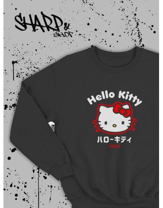 Толстовки, свитшоты и худи Hello Kitty Sharp&Shop Свитшот Hello Kitty черный оверсайз толстовка Куроми